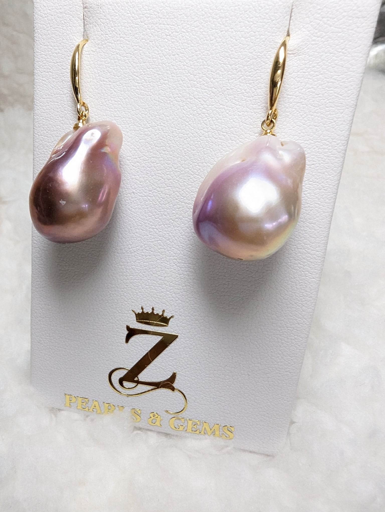 Fresh Water Baroque Pearl Gold Earrings, Flame Ball Pearl Earrings for Wedding, White Pearl Gold Earrings, Anniversary Gifts, Se156