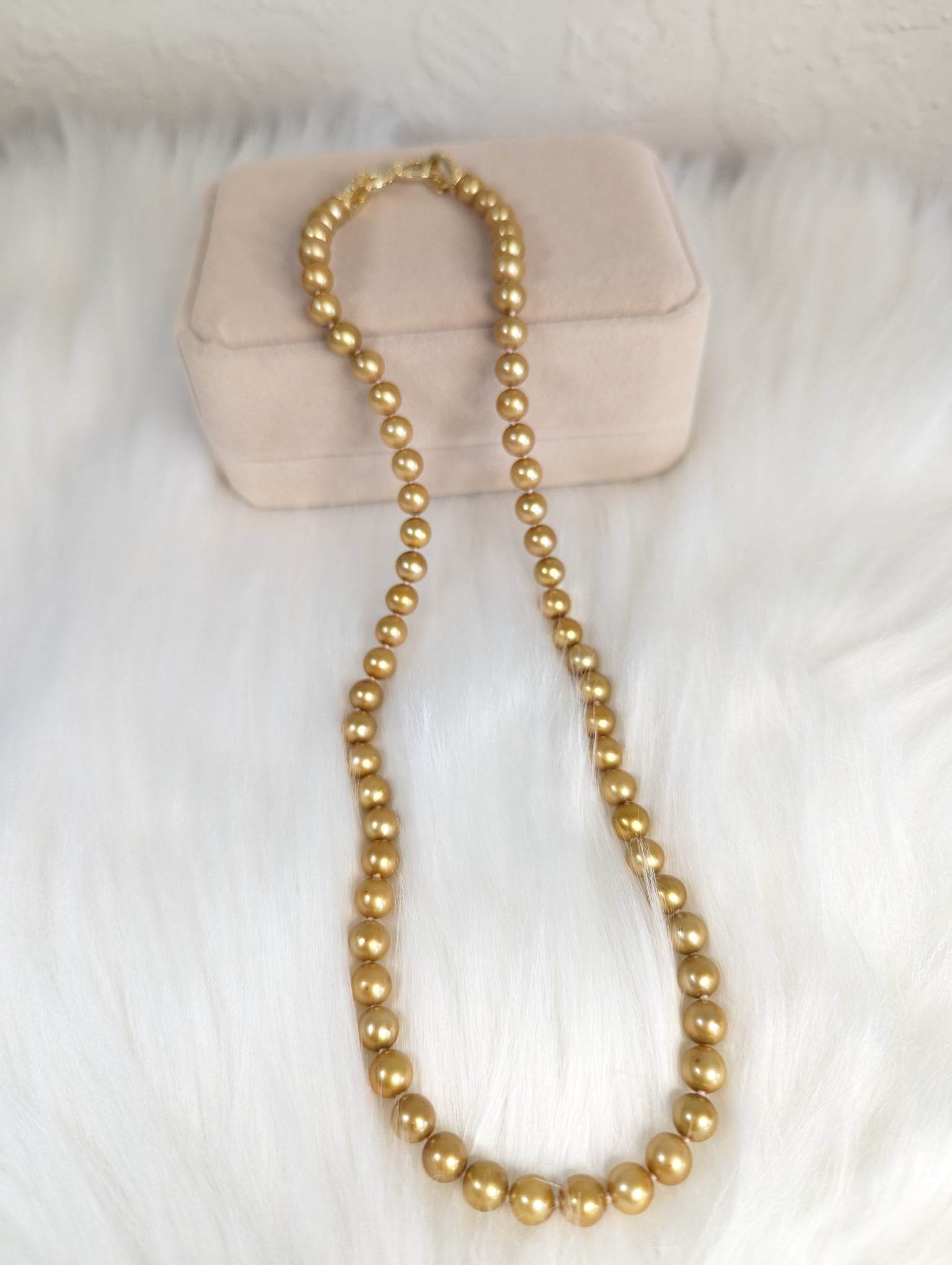 Deep Golden South Sea Pearls Strand Necklace