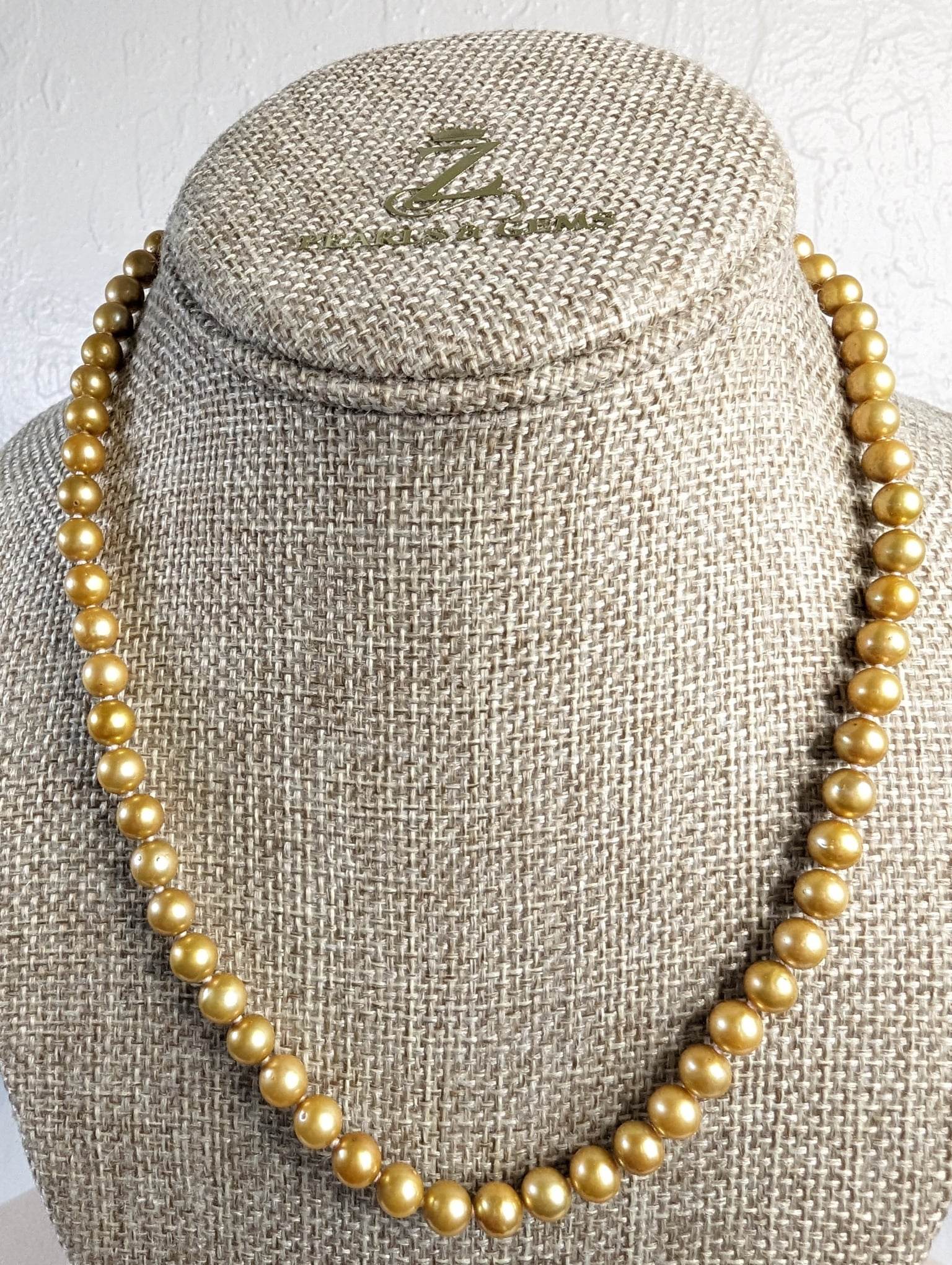 Deep Golden South Sea Pearls Strand Necklace