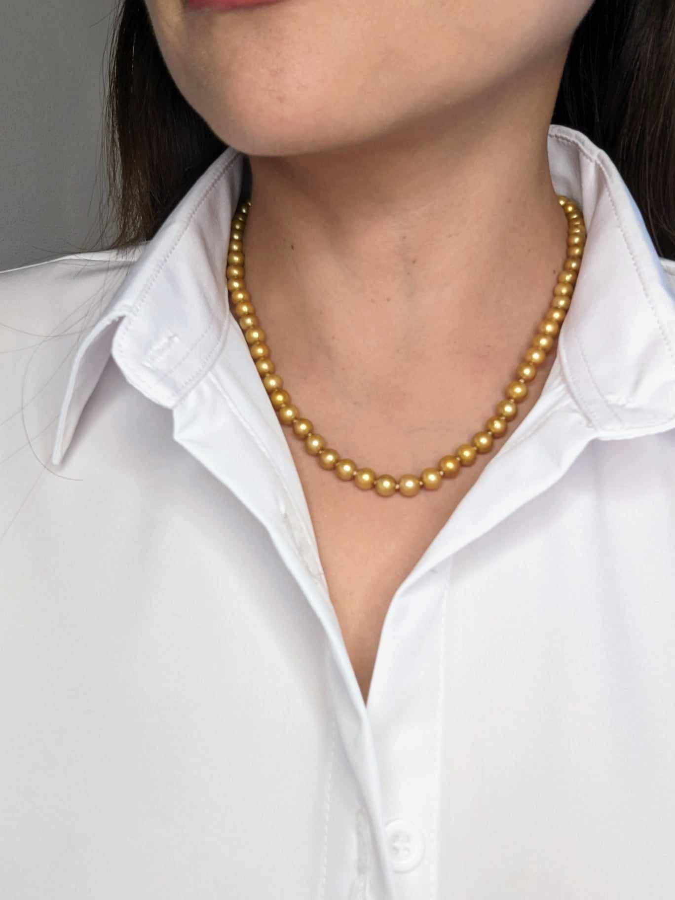 Deep Golden South Sea Pearls Strand Necklace