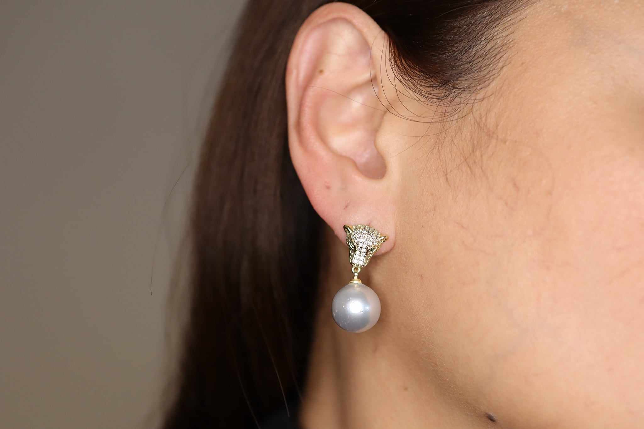 Panther South Sea Pearl Earrings