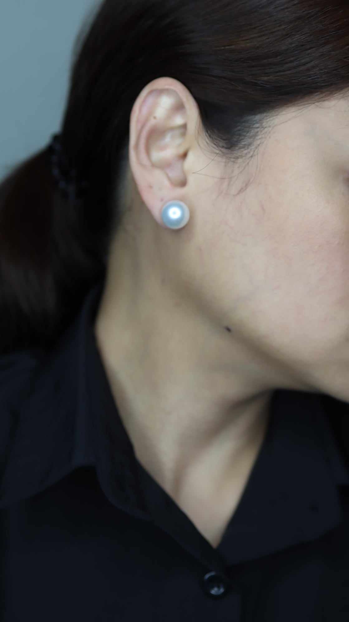 14 karat solid gold pearl stud earrings with lifters