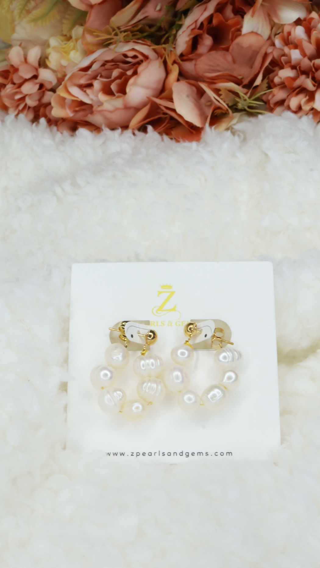 Small hoop pearl earrings