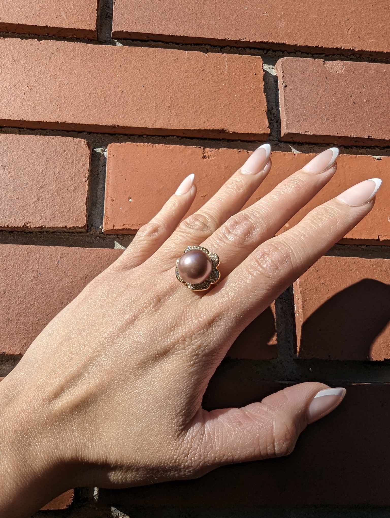 Adjustable purple Edison pearl ring