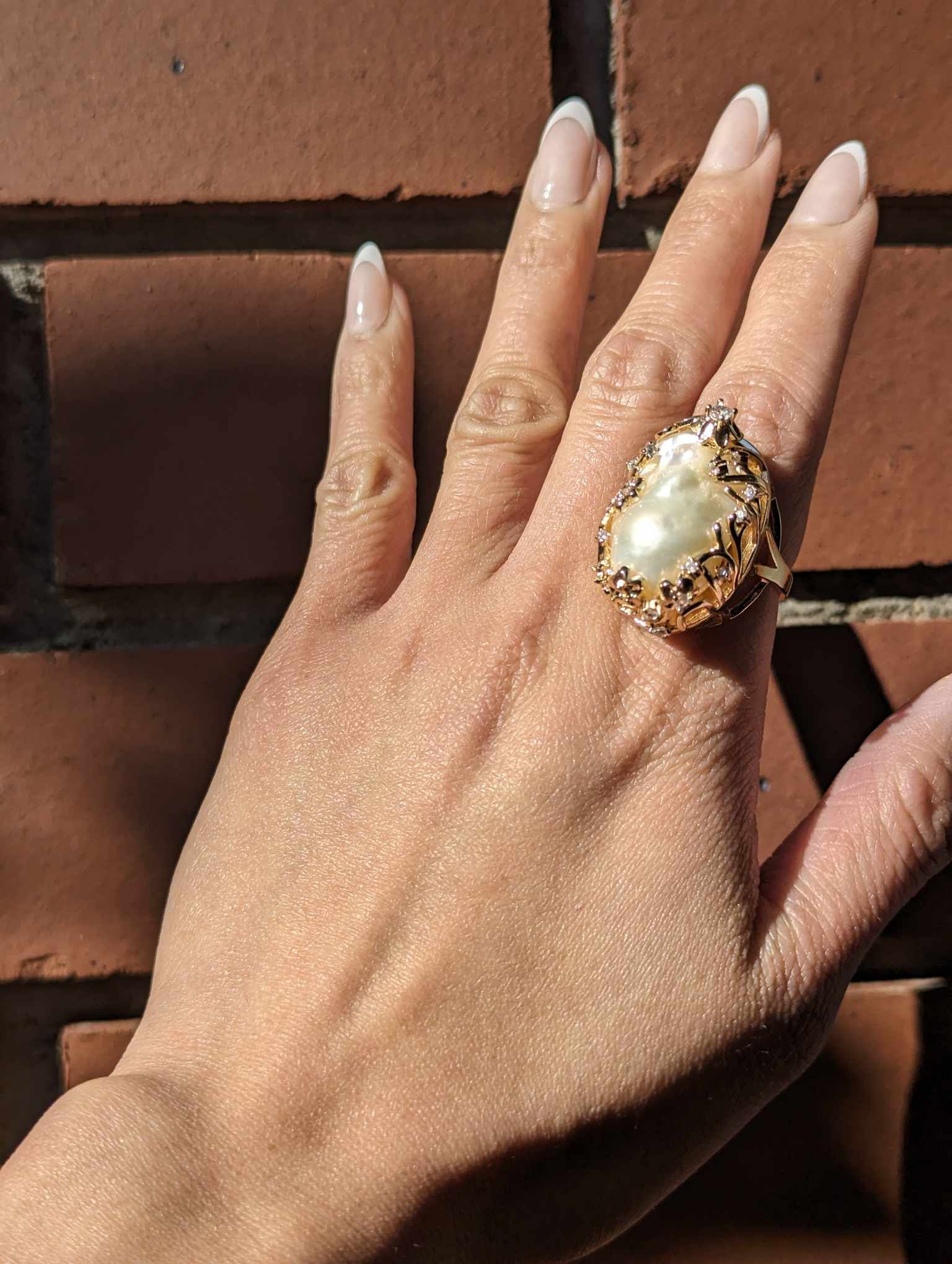 White Baroque Pearl Ring