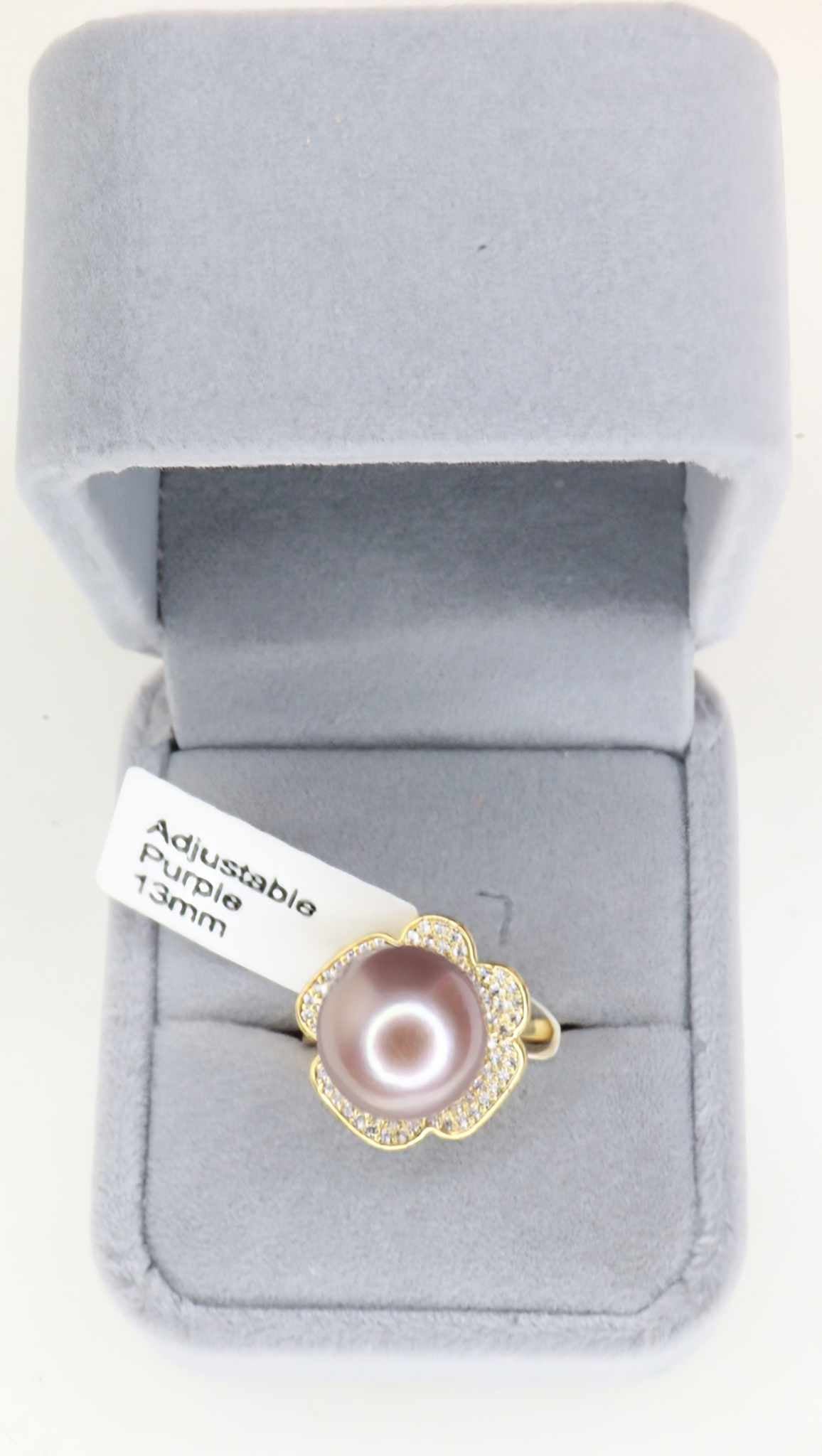 Adjustable purple Edison pearl ring